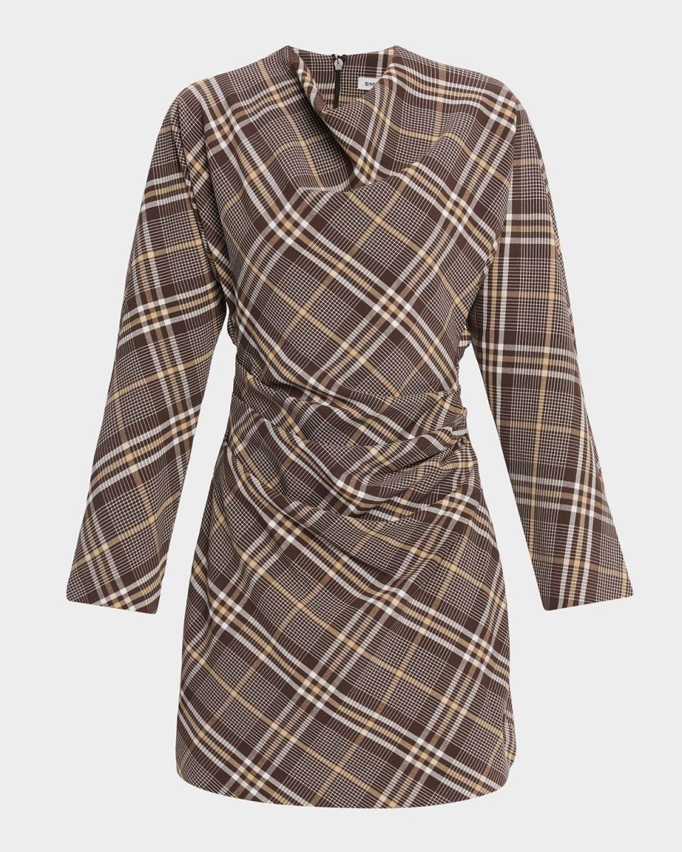 Harpor Satin Long-Sleeve Mini Dress